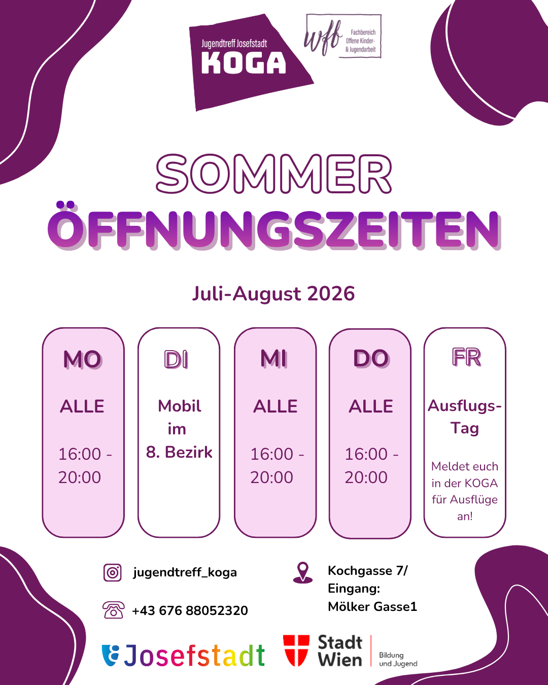 Sommer Öffnungszeiten KOGA KOGA Sommer Öffnungszeiten